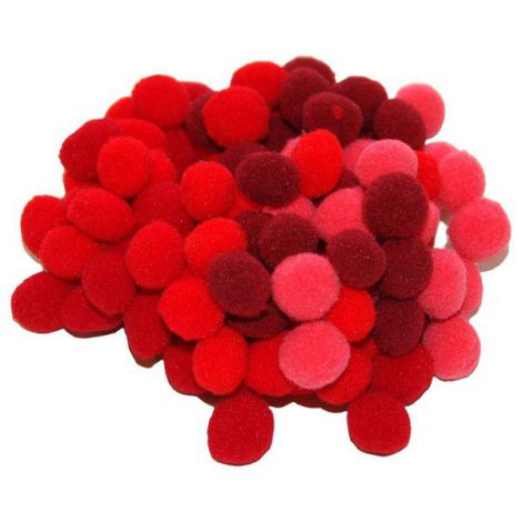 Pompony kreatywne Brewis 1cm Czerwone Mix, 100szt - 2